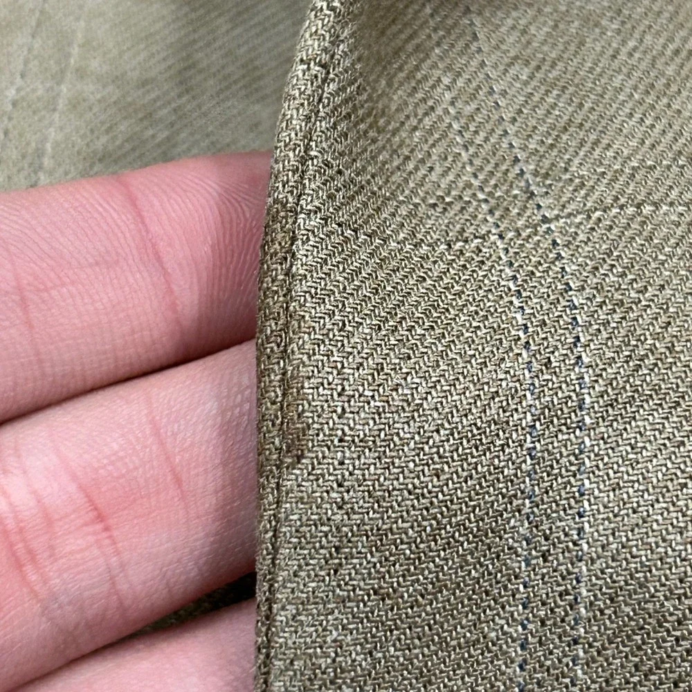 Ralph‎ Lauren Sport Coat Blazer 46L Tan Silk Wool Windowpane Two Button